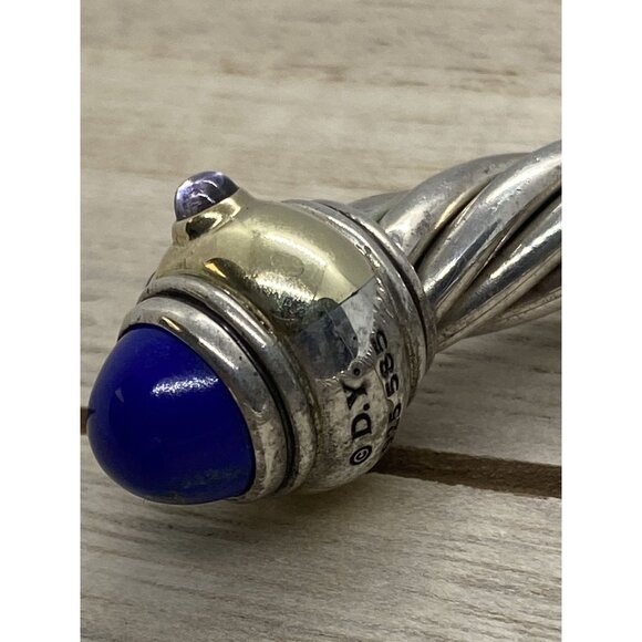 David Yurman Renaissance Lapis Lazuli Lolite Cuff Bracelet 6.25" Silver 14k - Picture 5 of 11